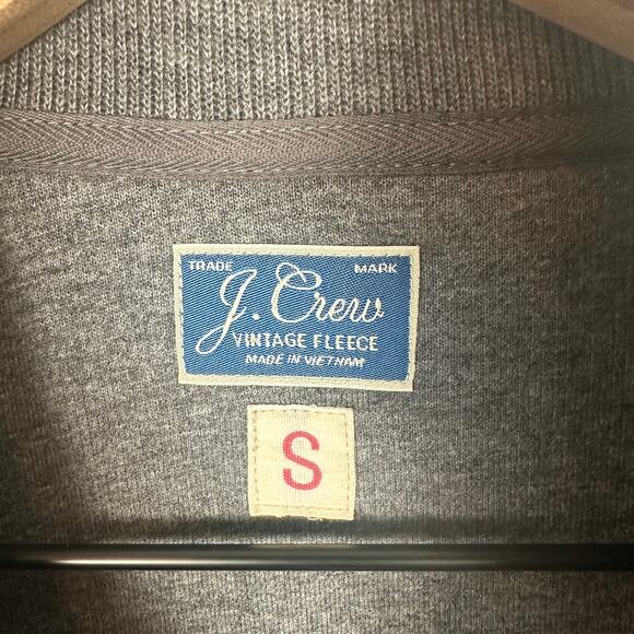 J.Crew Mens Quarter-Zip Vintage Fleece Ribbed Mock Neck Grey Sweatshirt Small - Picture 6 of 6